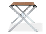 One Coastal Modern Director's Stool in Stainless Steel and Leather - Ornate Home