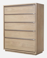 One Coastal Modern Five Drawer Chest in Bisque - Ornate Home