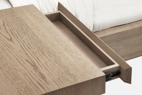 One Coastal Modern Live Edge Eastern King Wall Bed with Floating Nightstands in Bisque - Ornate Home