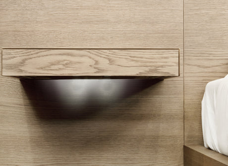 One Coastal Modern Live Edge Eastern King Wall Bed with Floating Nightstands in Bisque - Ornate Home