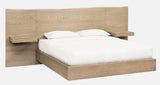 One Coastal Modern Live Edge Full Wall Bed with Floating Nightstands in Bisque - Ornate Home