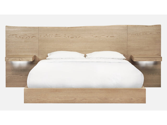 One Coastal Modern Live Edge Queen Wall Bed with Floating Nightstands in Bisque - Ornate Home