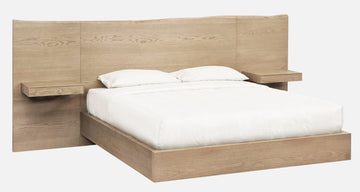 One Coastal Modern Live Edge Queen Wall Bed with Floating Nightstands in Bisque - Ornate Home