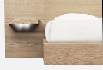 One Coastal Modern Live Edge Queen Wall Bed with Floating Nightstands in Bisque - Ornate Home