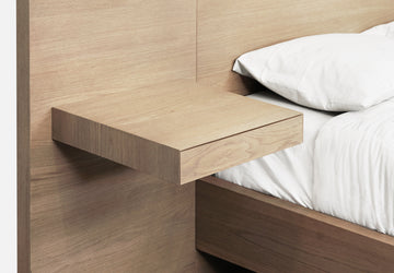 One Coastal Modern Live Edge Queen Wall Bed with Floating Nightstands in Bisque - Ornate Home