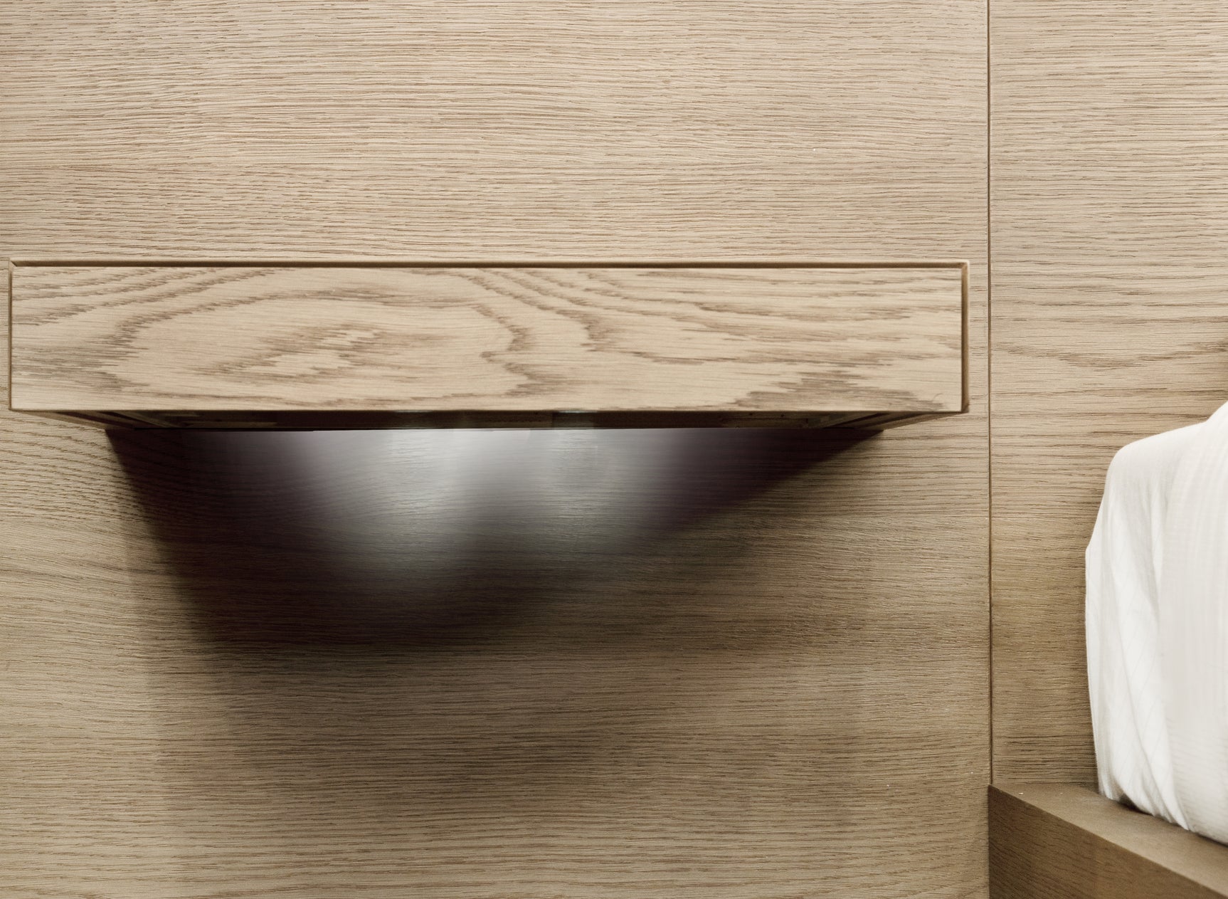 One Coastal Modern Live Edge Queen Wall Bed with Floating Nightstands in Bisque - Ornate Home