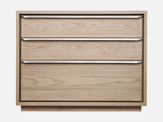 One Coastal Modern Three Drawer USB-charging Nightstand in Bisque - Ornate Home