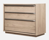 One Coastal Modern Three Drawer USB-charging Nightstand in Bisque - Ornate Home