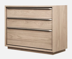 One Coastal Modern Three Drawer USB-charging Nightstand in Bisque - Ornate Home