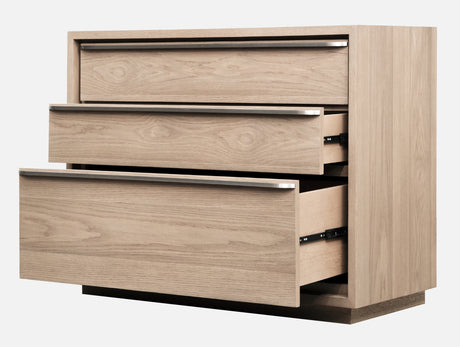 One Coastal Modern Three Drawer USB-charging Nightstand in Bisque - Ornate Home