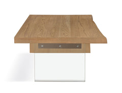 One Live-Edge White Oak and Glass Coffee Table in Bisque - Ornate Home