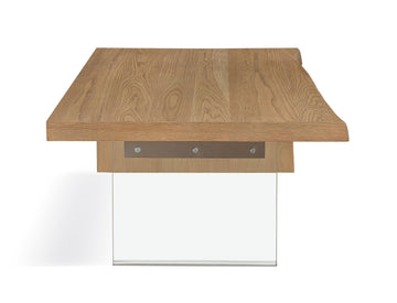 One Live-Edge White Oak and Glass Coffee Table in Bisque - Ornate Home