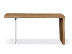 One Live-Edge White Oak and Glass Console Table in Bisque - Ornate Home