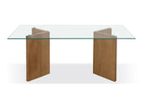 One Modern Coastal Glass Top Dining Table in White Oak - Ornate Home