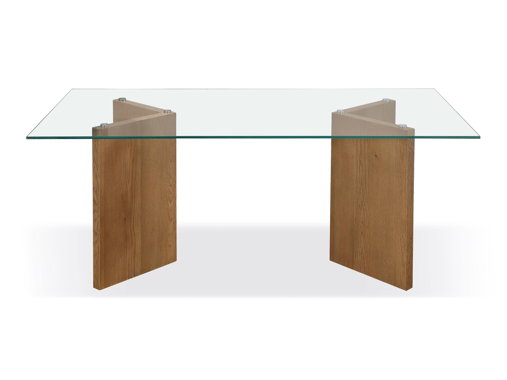 One Modern Coastal Glass Top Dining Table in White Oak - Ornate Home