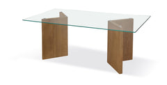 One Modern Coastal Glass Top Dining Table in White Oak - Ornate Home