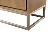 One Modern Coastal Metal Base Sideboard in White Oak and Brushed Stainless Steel - Ornate Home