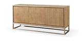 One Modern Coastal Metal Base Sideboard in White Oak and Brushed Stainless Steel - Ornate Home