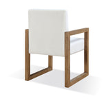 One Modern Coastal Sled Leg Upholstered Dining Arm Chair in White Pearl and Bisque (Set of 2) - Ornate Home