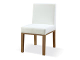 One Modern Coastal Upholstered Dining Side Chair in White Pearl and Bisque (Set of 2) - Ornate Home