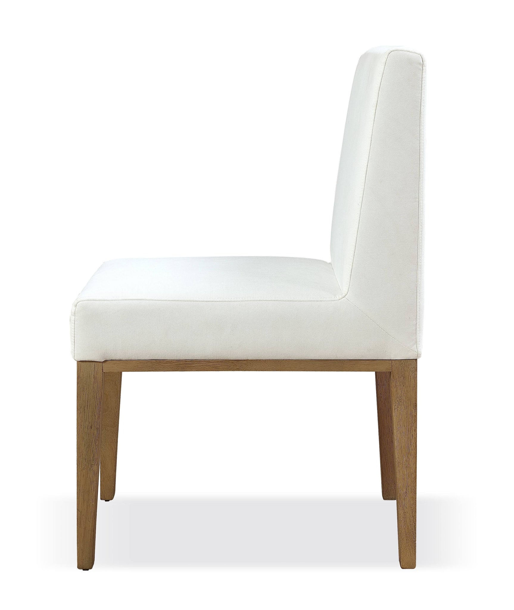 One Modern Coastal Upholstered Dining Side Chair in White Pearl and Bisque (Set of 2) - Ornate Home