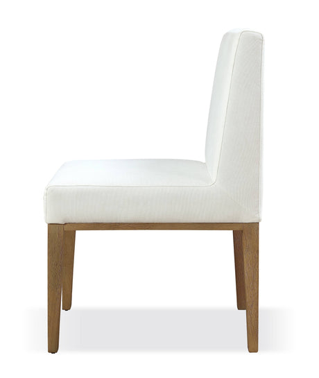 One Modern Coastal Upholstered Dining Side Chair in White Pearl and Bisque (Set of 2) - Ornate Home
