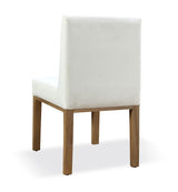 One Modern Coastal Upholstered Dining Side Chair in White Pearl and Bisque (Set of 2) - Ornate Home