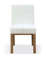 One Modern Coastal Upholstered Dining Side Chair in White Pearl and Bisque (Set of 2) - Ornate Home