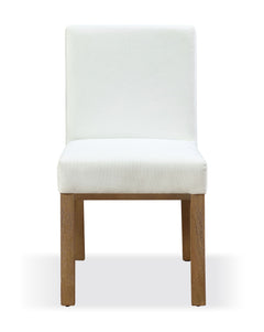 One Modern Coastal Upholstered Dining Side Chair in White Pearl and Bisque (Set of 2) - Ornate Home