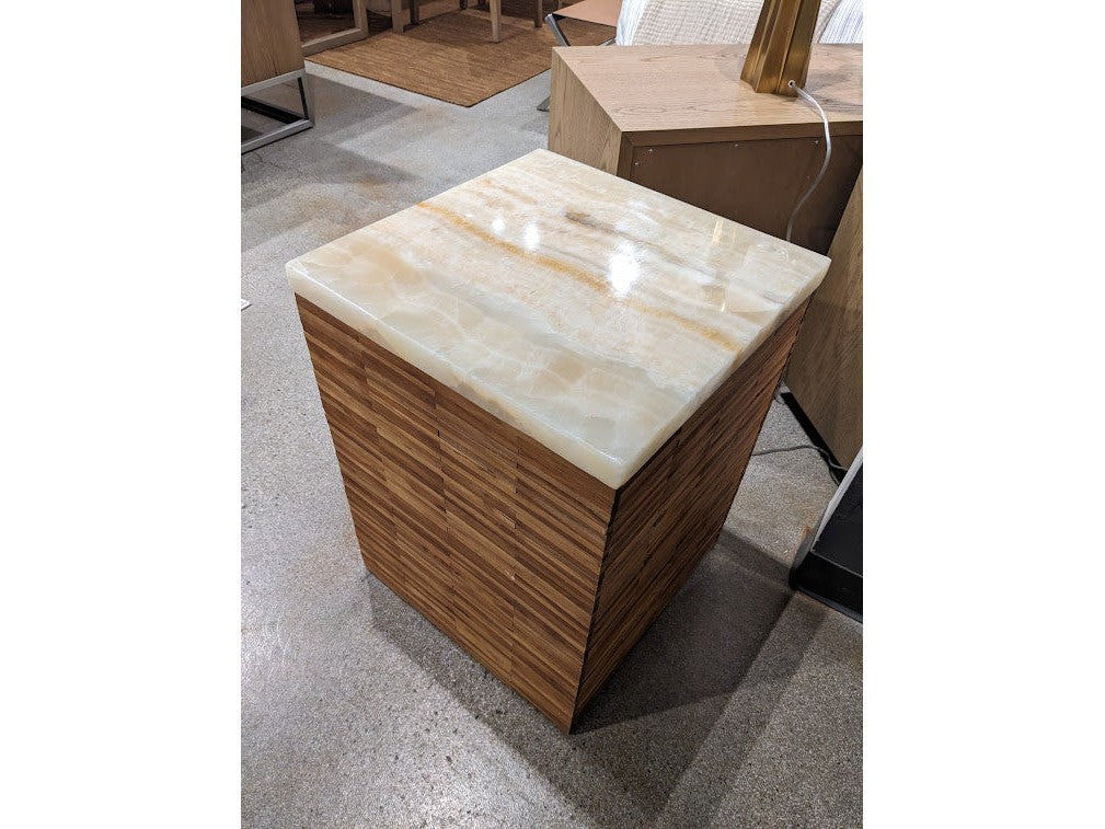 One Stone Wood Tile End Table in Onyx and Solid Teak - Ornate Home