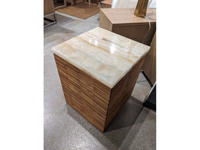 One Stone Wood Tile End Table in Onyx and Solid Teak - Ornate Home