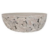 One Teak Slice Solid Wood Coffee Table in Bleached Teak - Ornate Home