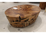 One Teak Slice Solid Wood Coffee Table in Warm Teak - Ornate Home