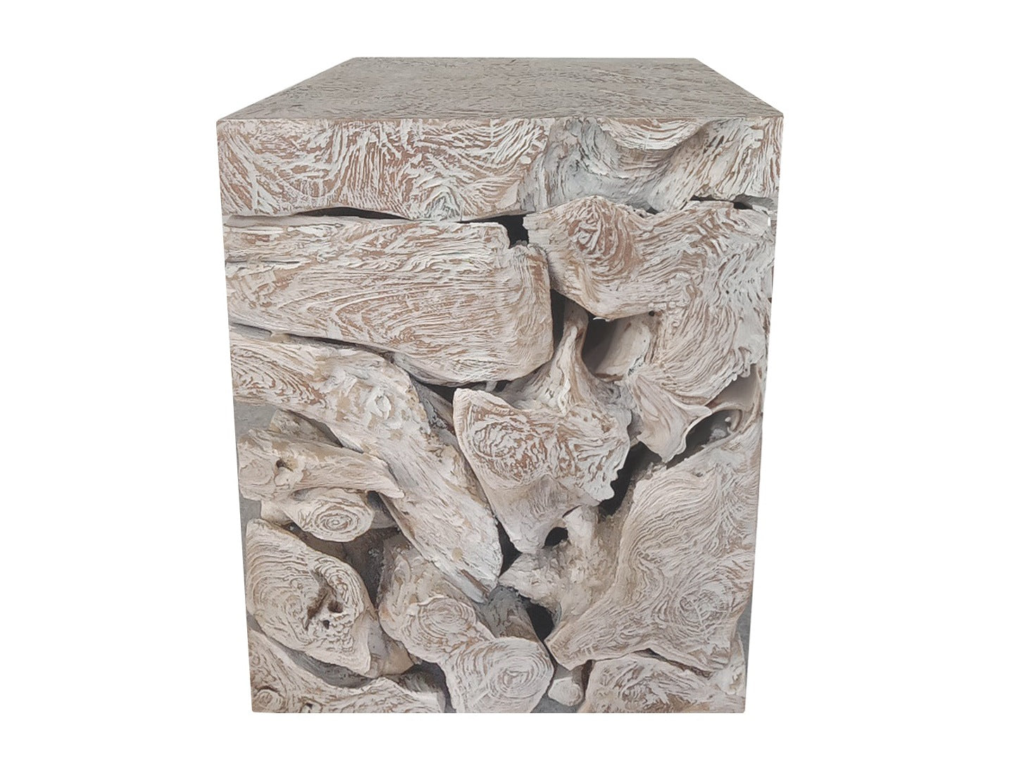 One Teak Slice Square End Table in Bleached Teak - Ornate Home