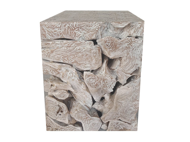 One Teak Slice Square End Table in Bleached Teak - Ornate Home