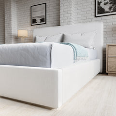 One Upholstered Footboard California King Storage Bed in Pearl - Ornate Home