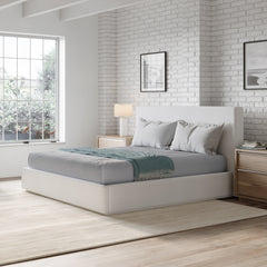 One Upholstered Footboard California King Storage Bed in Pearl - Ornate Home