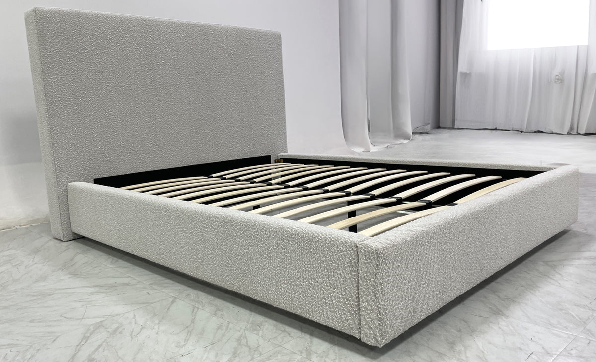One Upholstered Modern Headboard in Cotton Ball Boucle - Ornate Home
