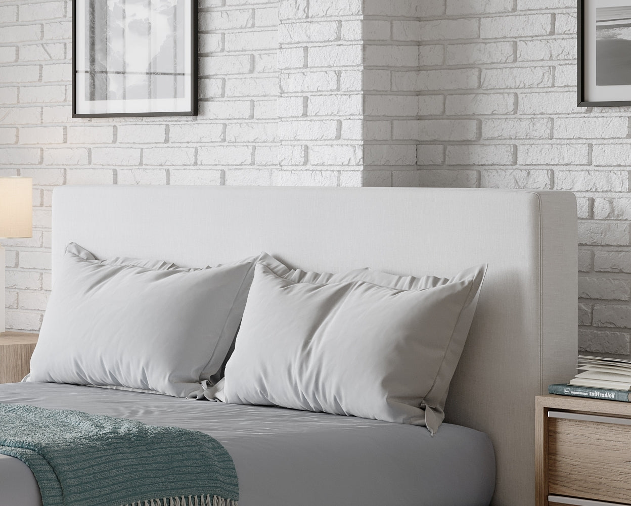 One Upholstered Modern Headboard in Pearl (88"W) - Ornate Home