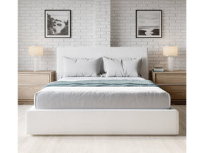 One Upholstered Queen Platform Bed in Pearl - Ornate Home