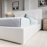 One Upholstered Queen Platform Bed in Pearl - Ornate Home