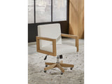 One White/Bisque Wood Frame Home Office Chair - Ornate Home