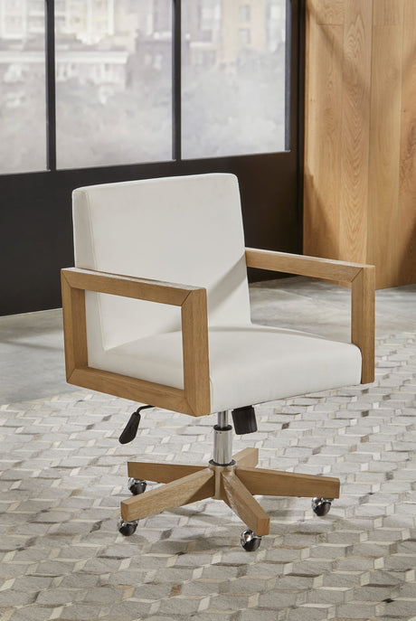 One White/Bisque Wood Frame Home Office Chair - Ornate Home