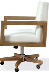 One White/Bisque Wood Frame Home Office Chair - Ornate Home