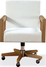 One White/Bisque Wood Frame Home Office Chair - Ornate Home