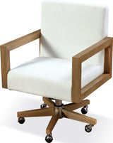 One White/Bisque Wood Frame Home Office Chair - Ornate Home