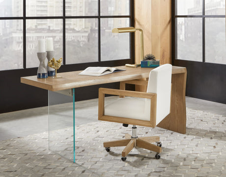 One White/Bisque Wood Frame Home Office Chair - Ornate Home