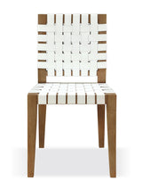 One Woven Leather and Solid Wood Dining Side Chair in White and Bisque (Set of 2) - Ornate Home