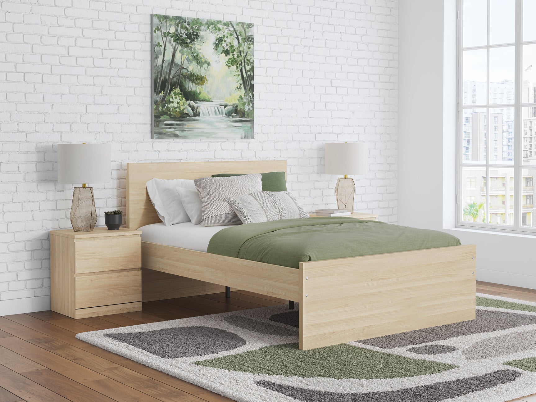 Onita Natural Full Panel Platform Bed with 1 Side Storage (Online Special Price) - Ornate Home