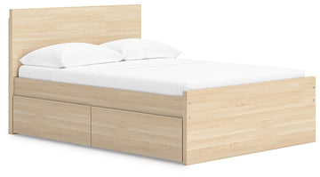 Onita Natural Full Panel Platform Bed with 1 Side Storage - Ornate Home